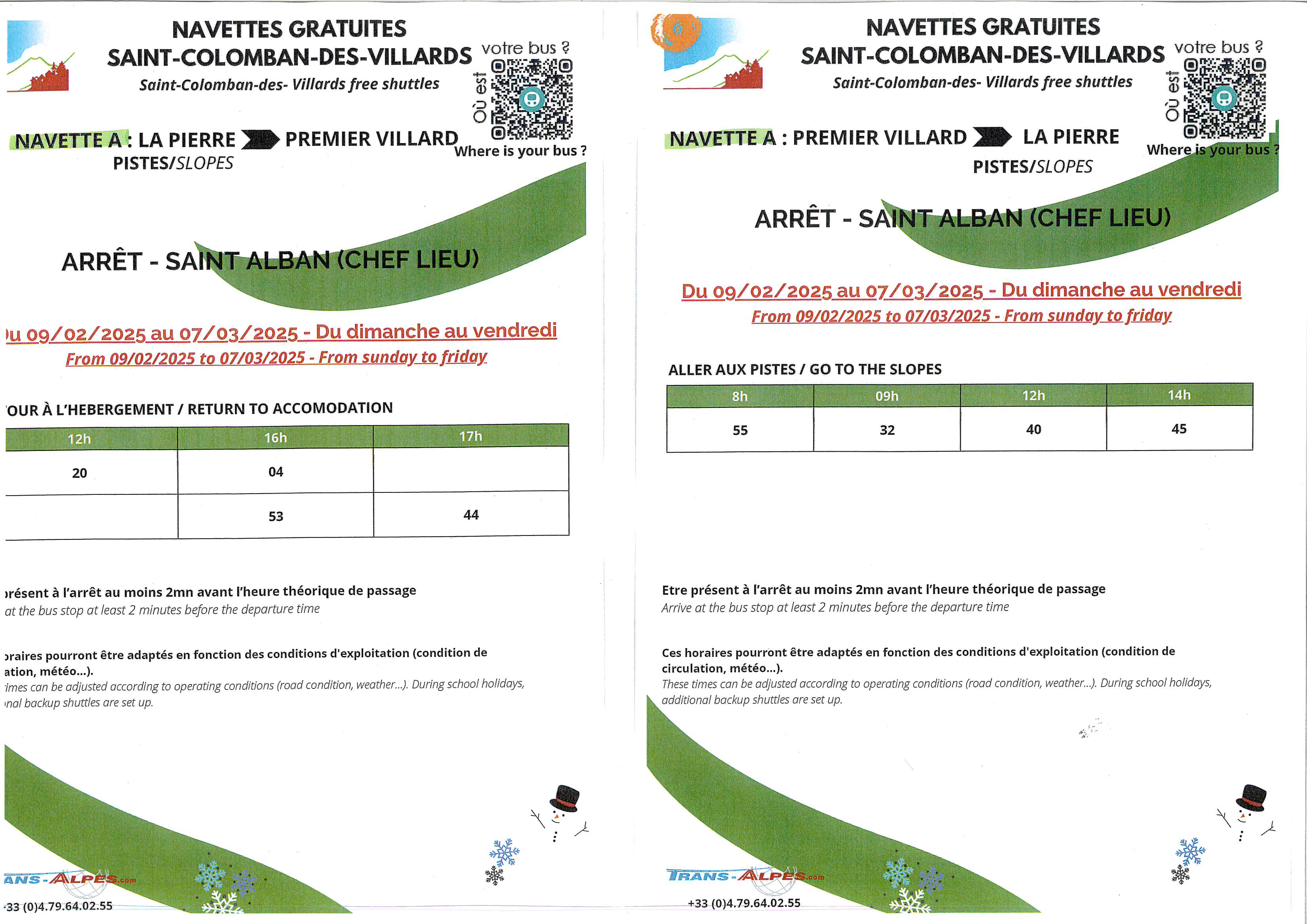 NAVETTES SKI LES VILLARDS